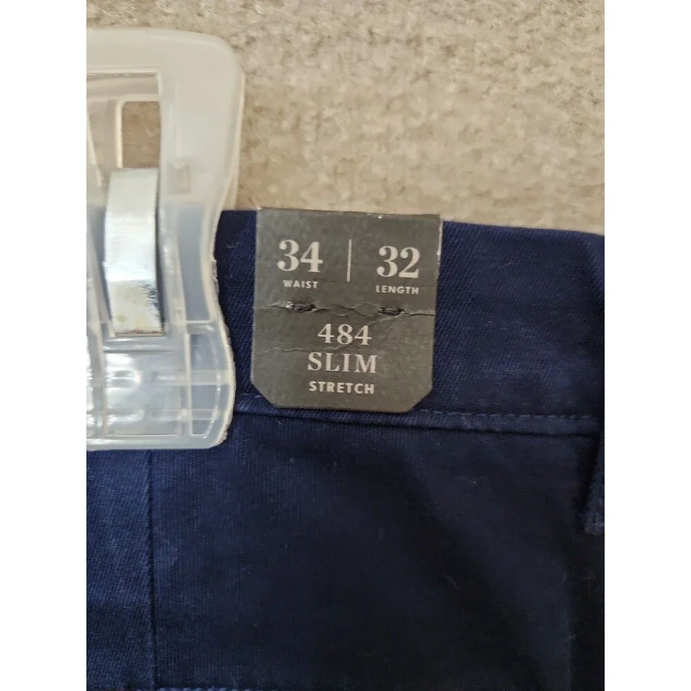 J Crew 484 Slim-fit Stretch Chino Pants Mens 34x32 Navy Blue NEW